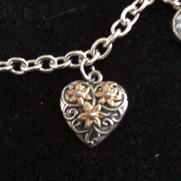 Elegant Silver and Gold Heart Charm Bracelet - Picture 4 of 10
